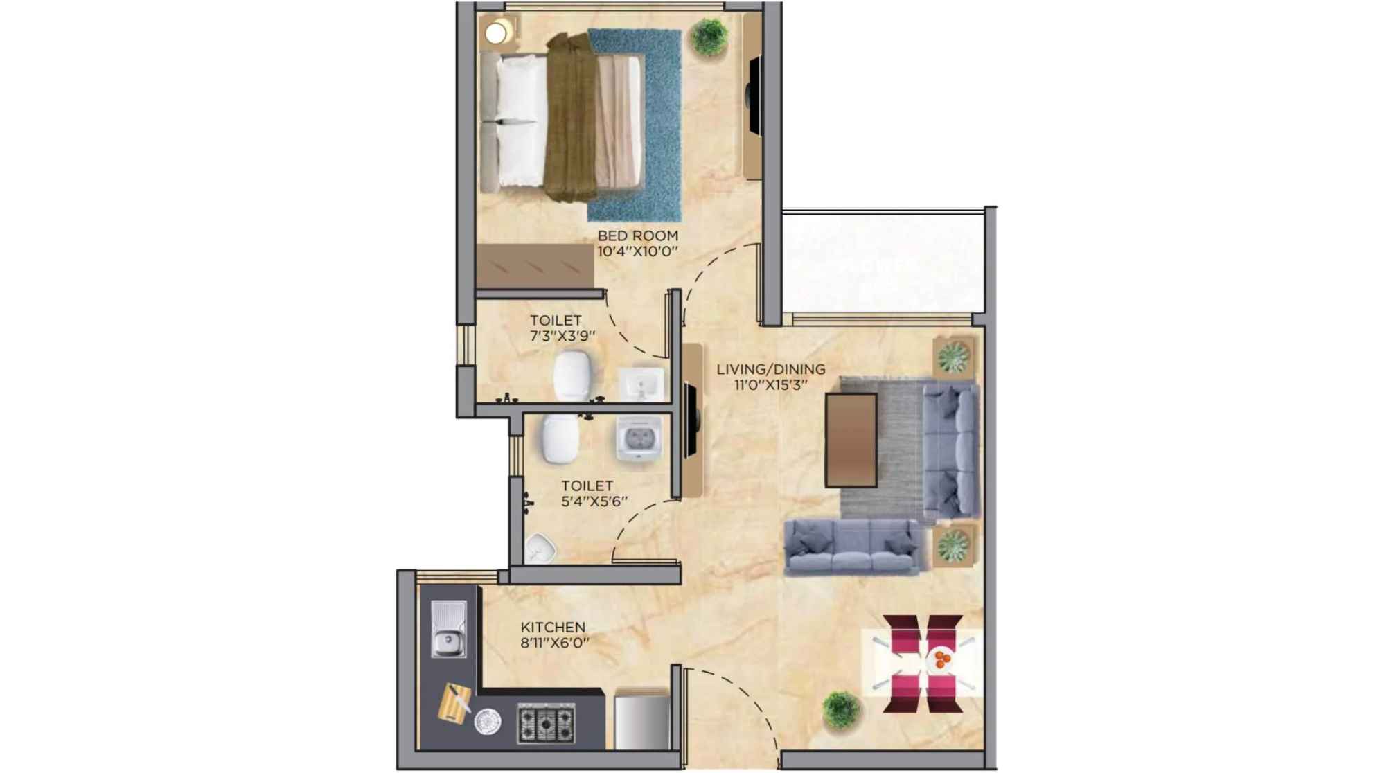 Siddha-Sky-Floor-Plan-Tower-1A-1-BHK-404-sqft
