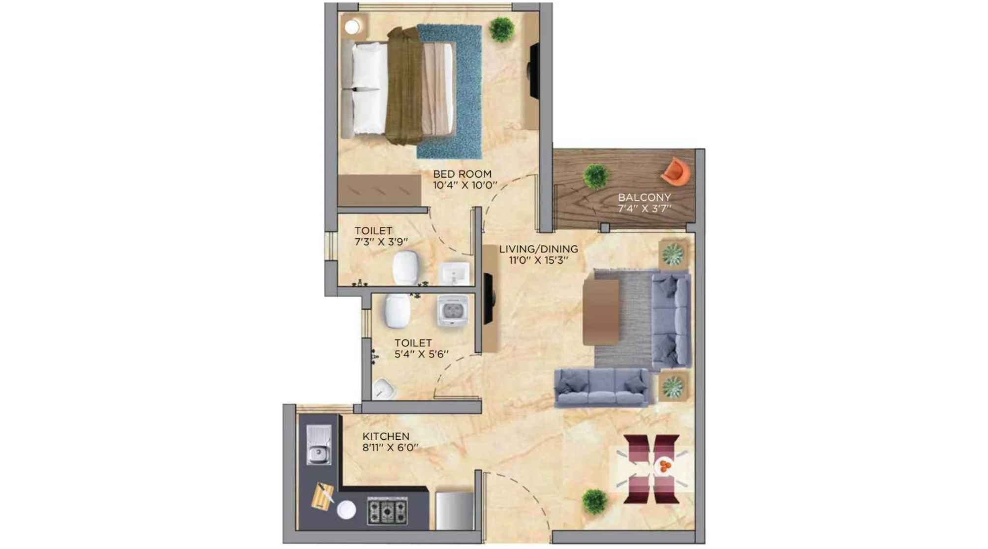 Siddha-Sky-Floor-Plan-Tower-1A-1-BHK-428-sqft