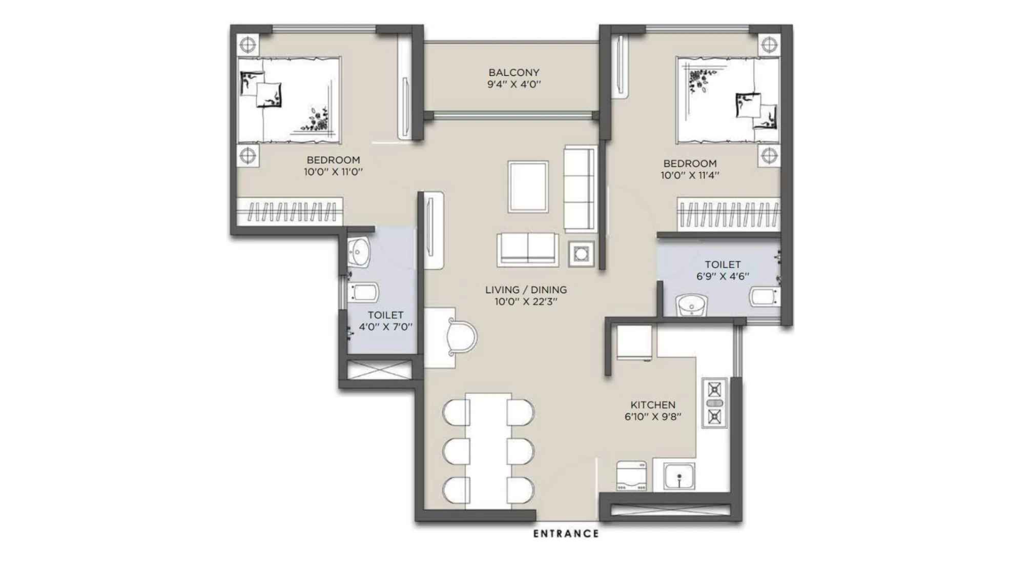 Siddha-Sky-Floor-Plan-Tower-2B-2-BHK-644-sqft