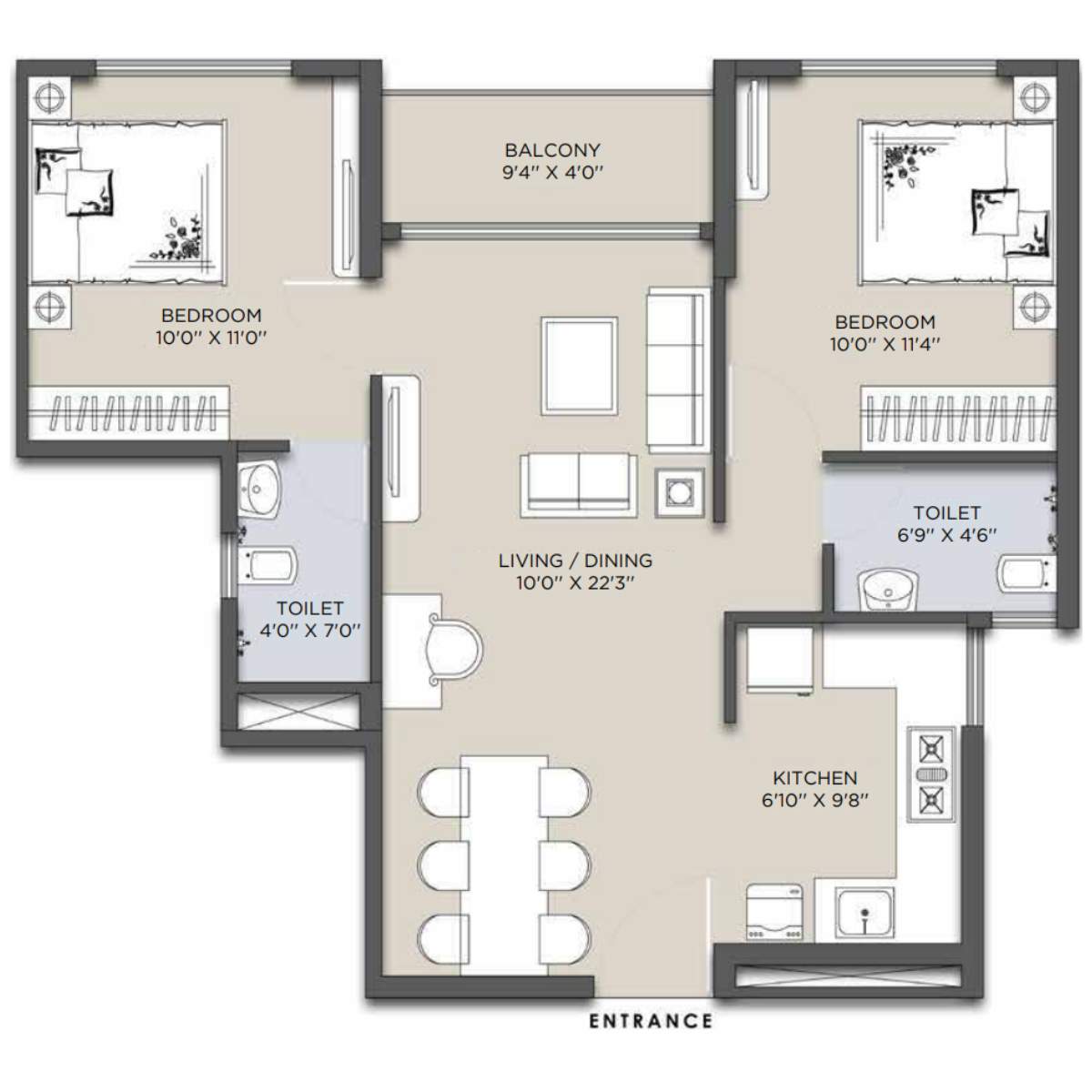 Siddha-Sky-Floor-Plan-Tower-2B-2-BHK-644-sqft